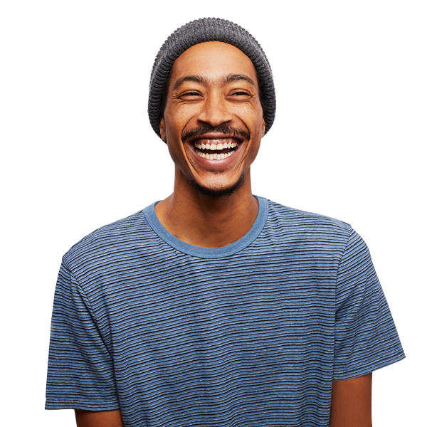 man in hat laughing